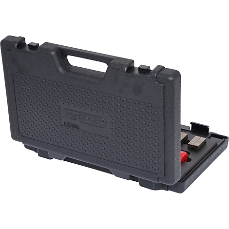 Schwarzer Werkzeugkoffer mit Werkzeugen. Koffer mit Aufschrift KS TOOLS.